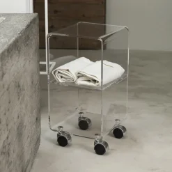 Carrello Colonna in Cristallo Acrilico Trasparente 1 o 3 Ripiani - Minervo