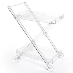 Carrello da Cucina 4 Ruote in Plexiglass Trasparente o con Legno - Magimbo