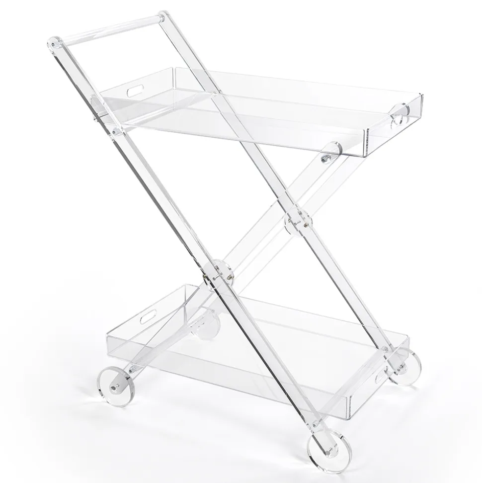 Carrello da Cucina 4 Ruote in Plexiglass Trasparente o con Legno - Magimbo