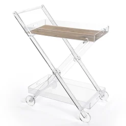 Carrello da Cucina 4 Ruote in Plexiglass Trasparente o con Legno - Magimbo