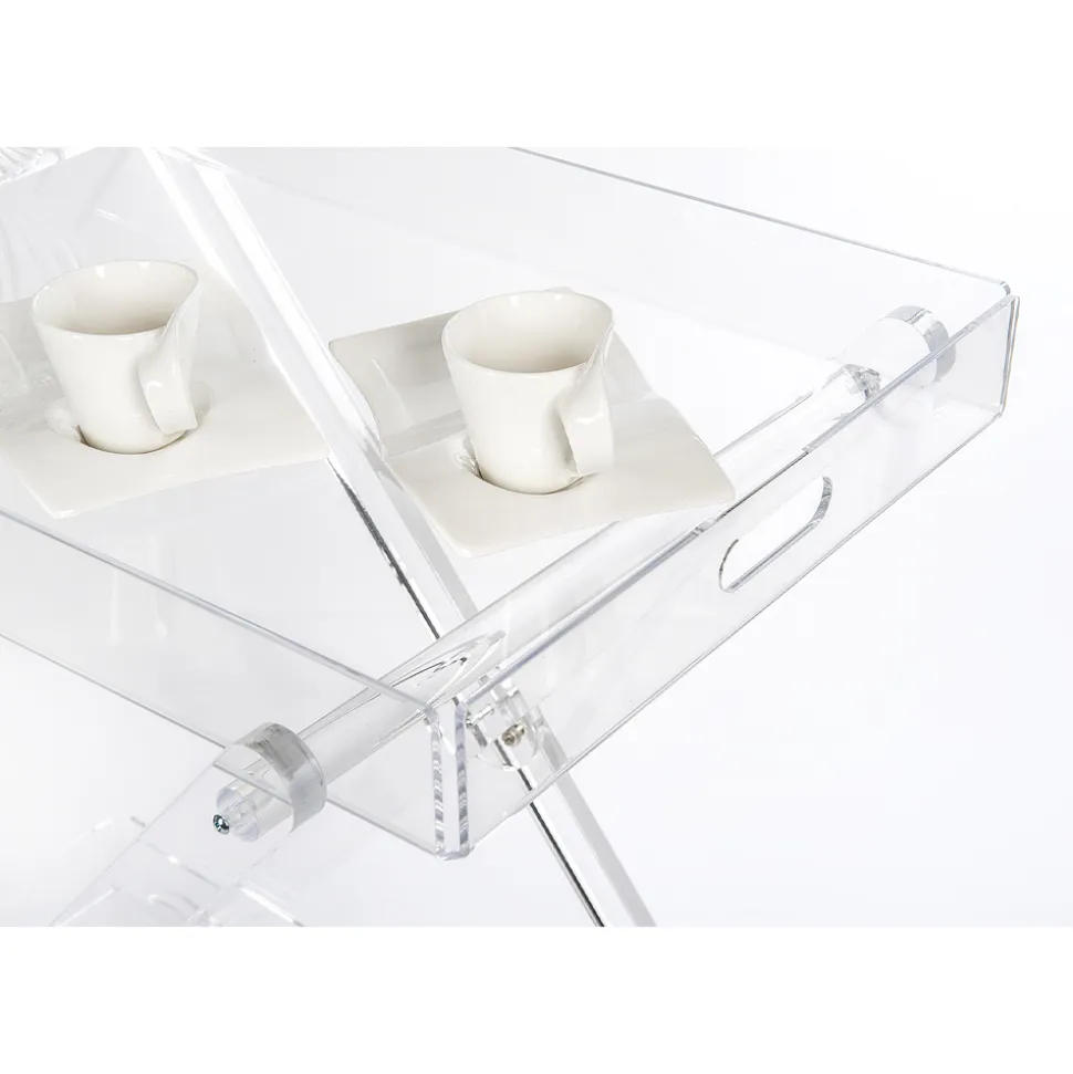 Carrello da Cucina 4 Ruote in Plexiglass Trasparente o con Legno - Magimbo