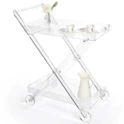 Carrello da Cucina 4 Ruote in Plexiglass Trasparente o con Legno - Magimbo