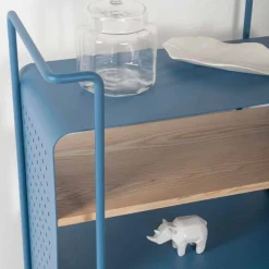 Carrello di Design in Acciaio con Piano in Frassino Made in Italy - Murella