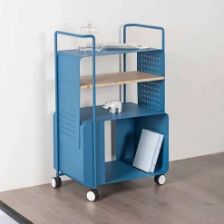 Carrello di Design in Acciaio con Piano in Frassino Made in Italy - Murella