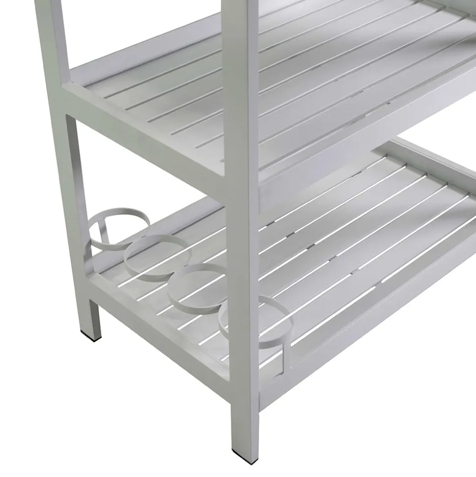 Carrello in Alluminio di Diverse Finiture con Ruote e 3 Ripiani- Tenda