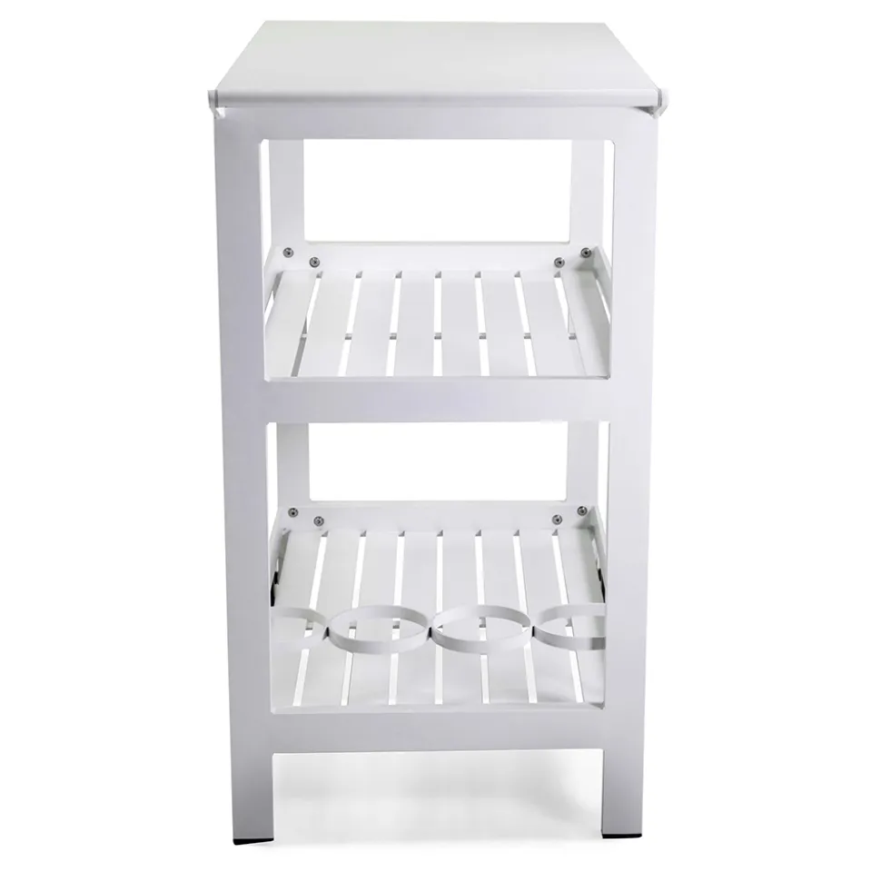 Carrello in Alluminio di Diverse Finiture con Ruote e 3 Ripiani- Tenda