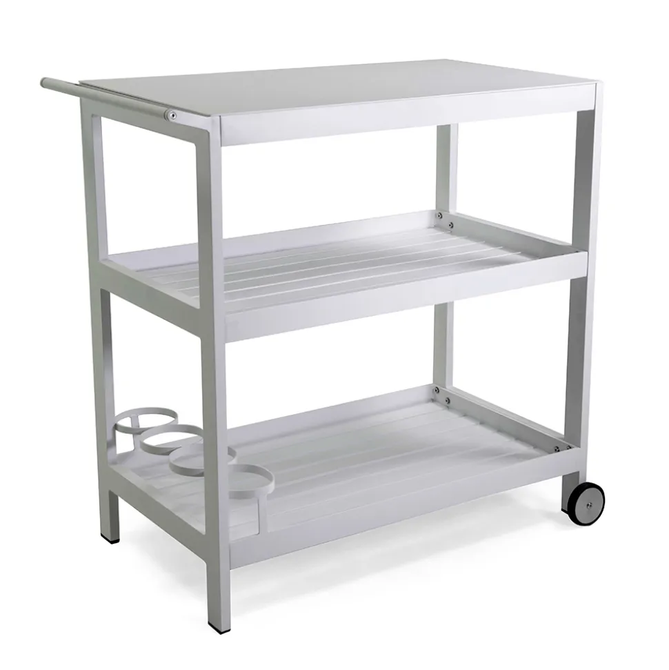 Carrello in Alluminio di Diverse Finiture con Ruote e 3 Ripiani- Tenda