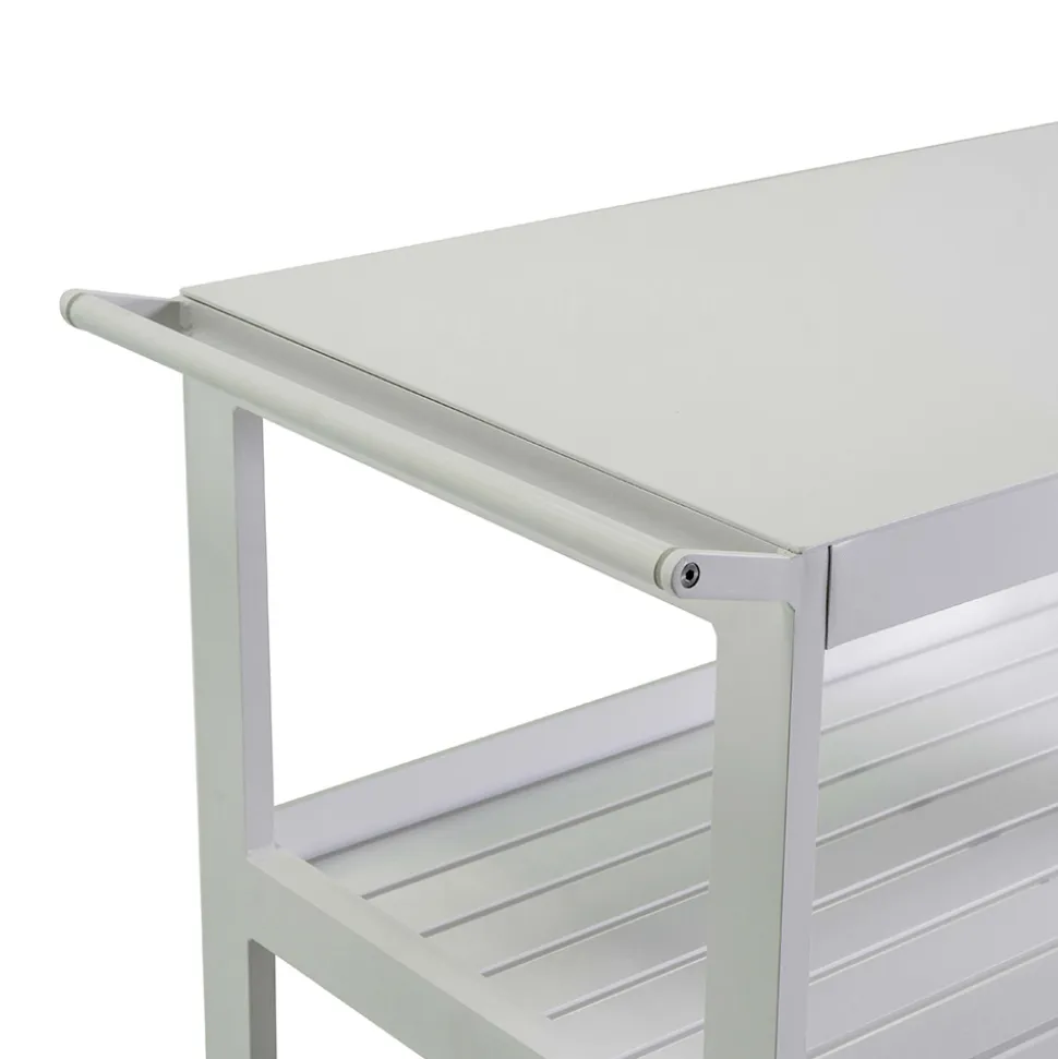 Carrello in Alluminio di Diverse Finiture con Ruote e 3 Ripiani- Tenda