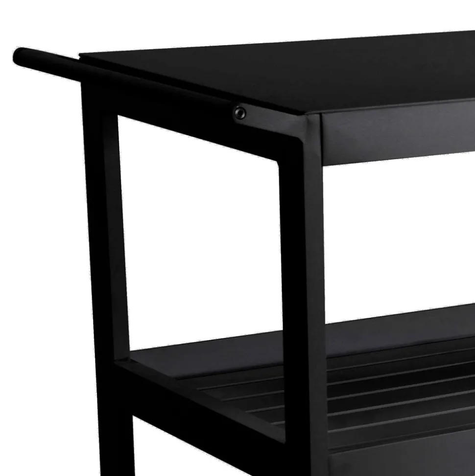 Carrello in Alluminio di Diverse Finiture con Ruote e 3 Ripiani- Tenda