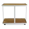 Carrello in Alluminio di Diverse Finiture con Ruote e Piano in Teak - Tenda