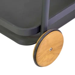 Carrello in Alluminio di Diverse Finiture con Ruote e Dettagli in Teak - Tenda
