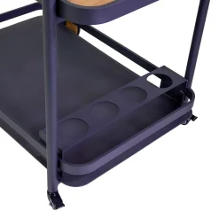Carrello in Alluminio di Diverse Finiture con Ruote e Dettagli in Teak - Tenda
