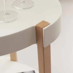 Carrello in faggio naturale e polipropilene bianco con ruote Pineto