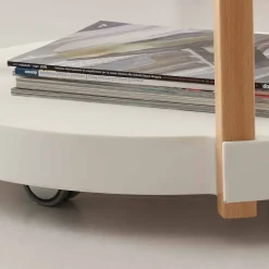 Carrello in faggio naturale e polipropilene bianco con ruote Pineto
