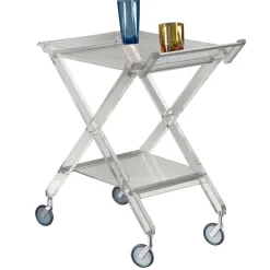 Carrello Pieghevole in Cristallo Acrilico Trasparente 2 Vassoi - Aristocle