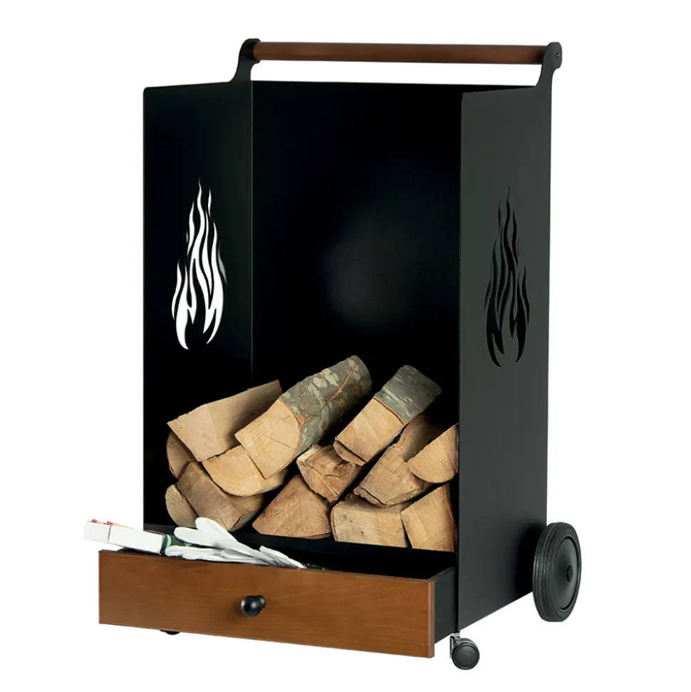 Carrello Portalegna con Cassetto e Ruote Made in Italy - Alpaca