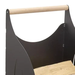 Carrello Portalegna da Interno Ferro Verniciato Nero Made in Italy - Chloe