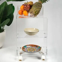 Carrello Porta Oggetti con Ruote in Plexiglass Made in Italy - Rudolf