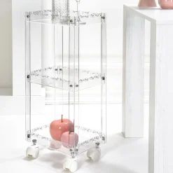Carrello Porta Vivande in Plexiglass con Ripiani Made in Italy - Galatius
