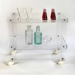 Carrello portavivande moderno a 2 ripiani L 60,5cm in plexiglass Diso