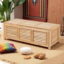 Cassapanca da Giardino Realizzata in Teak Naturale - Nascondi