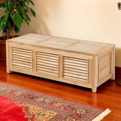 Cassapanca da Giardino Realizzata in Teak Naturale - Nascondi