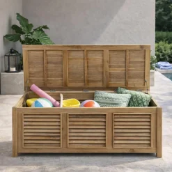 Cassapanca da Giardino Realizzata in Teak Naturale - Nascondi