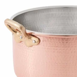 Casseruola Alta in Rame Stagnato a Mano Tonda con 2 Manici 24 cm - Gianfranco