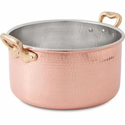 Casseruola Alta in Rame Stagnato a Mano Tonda con 2 Manici 24 cm - Gianfranco