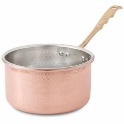 Casseruola Alta Tonda in Rame Stagnato a Mano con Manico 16 cm - Giancarlo