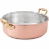 Casseruola Bassa in Rame Stagnato a Mano, Tonda con 2 Manici 20 cm - Gianfranco
