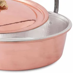 Casseruola in Rame Stagnato a Mano, Coperchio e Manico ad Arco 26 cm - MariaG