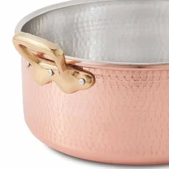 Casseruola Media in Rame Stagnato a Mano Tonda con 2 Manici 24 cm - Gianfranco