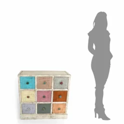 Cassettiera Artigianale in Legno Massello con 9 Cassetti Made in Italy - Pierrot