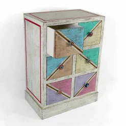 Cassettiera Artigianale in Legno con Cassetti Colorati Made in Italy - Brighella