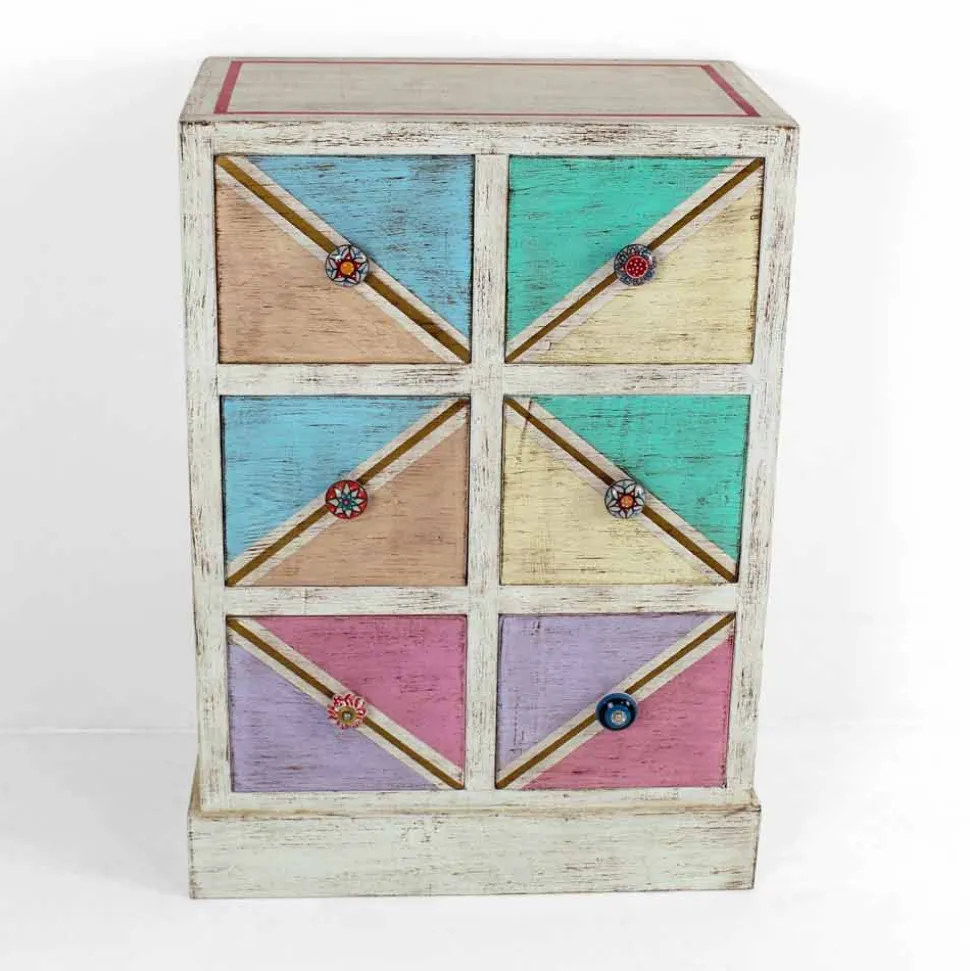 Cassettiera Artigianale in Legno con Cassetti Colorati Made in Italy - Brighella