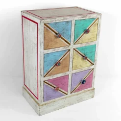 Cassettiera Artigianale in Legno con Cassetti Colorati Made in Italy - Brighella