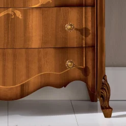 Cassettiera 7 Cassetti in Legno Noce Intarsiato Made in Italy - Commodo