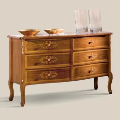 Cassettiera Classica in Legno Noce 4 o 6 Cassetti Made in Italy - Katerine