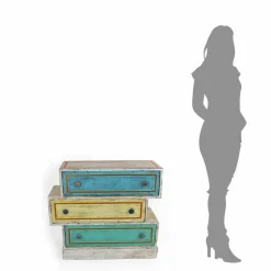 Cassettiera con Cassetti Colorati e Pomelli in Ceramica Made in Italy - Hendriks