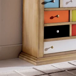 Cassettiera con Cassetti Tutti Colorati e Maniglie Diverse Made in Italy - Aditya