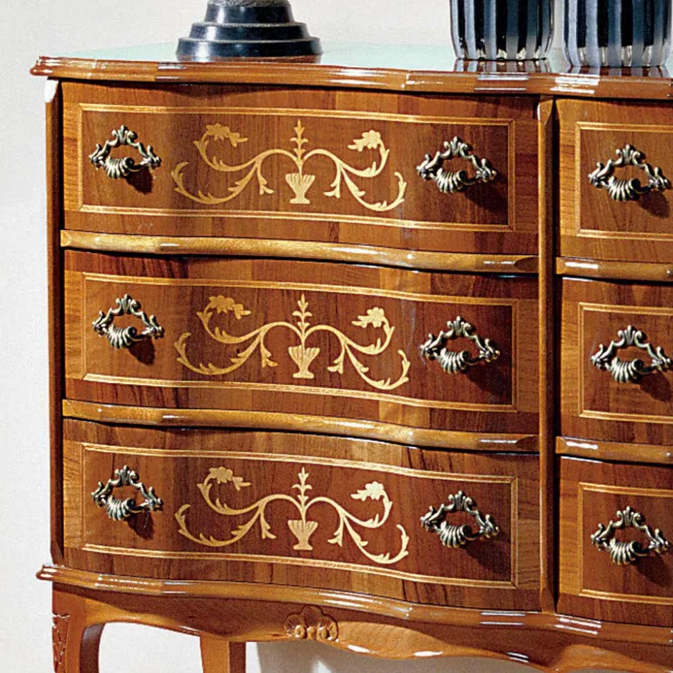Cassettiera Stile Classico in Legno con 6 Cassetti Made in Italy - Elegant