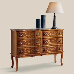 Cassettiera Stile Classico in Legno con 6 Cassetti Made in Italy - Elegant
