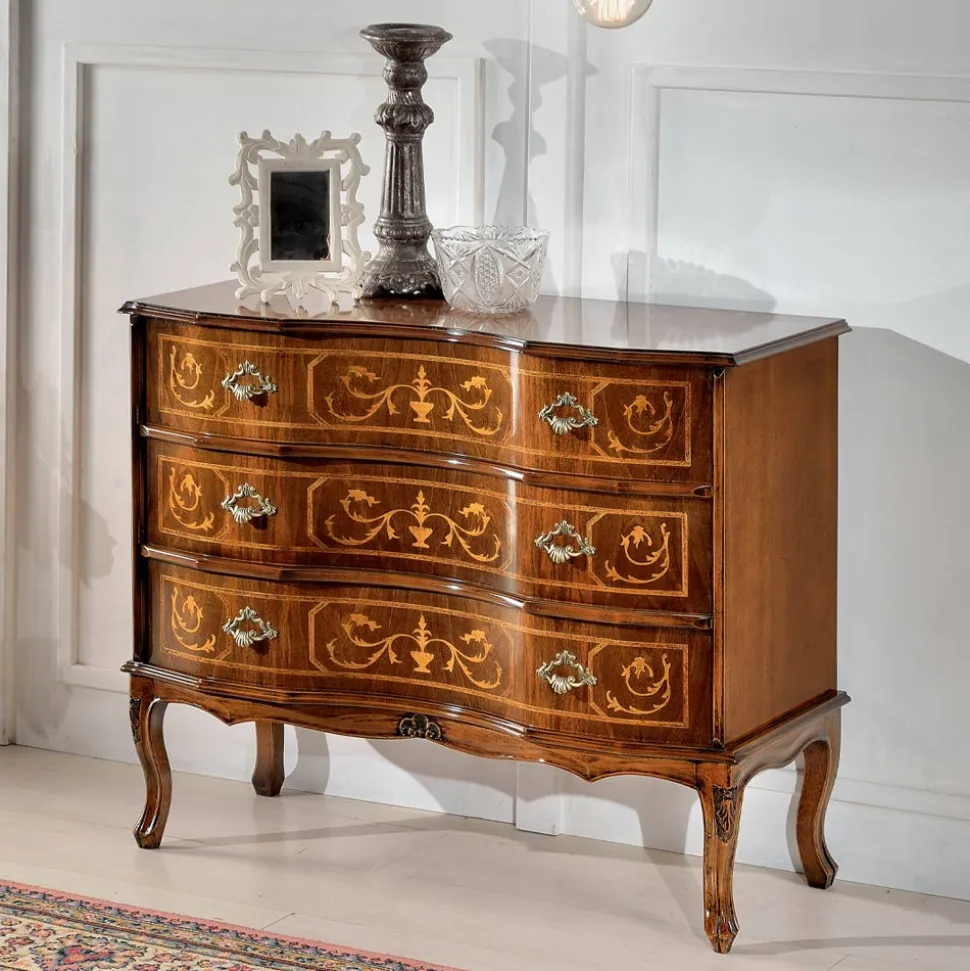 Cassettiera Stile Classico in Legno con 3 Cassetti Made in Italy - Elegant