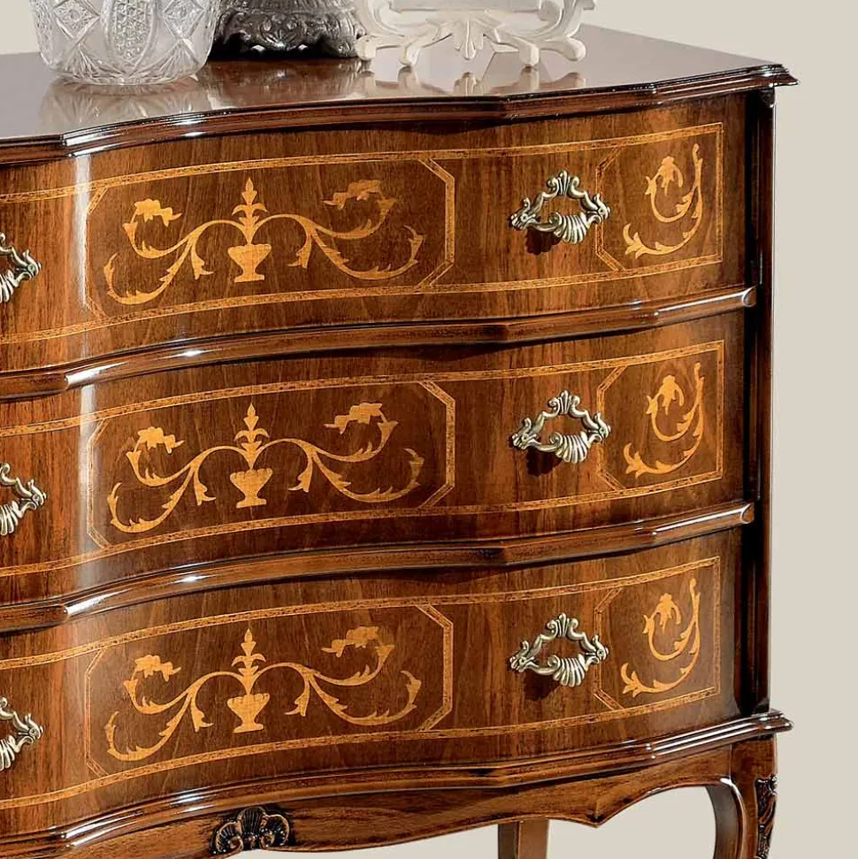 Cassettiera Stile Classico in Legno con 3 Cassetti Made in Italy - Elegant
