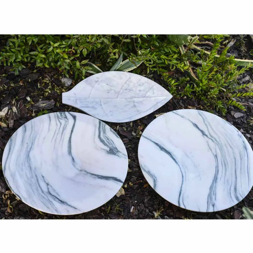 Centrotavola in Marmo Arabescato dalla Forma a Foglia Made in Italy - Treviso