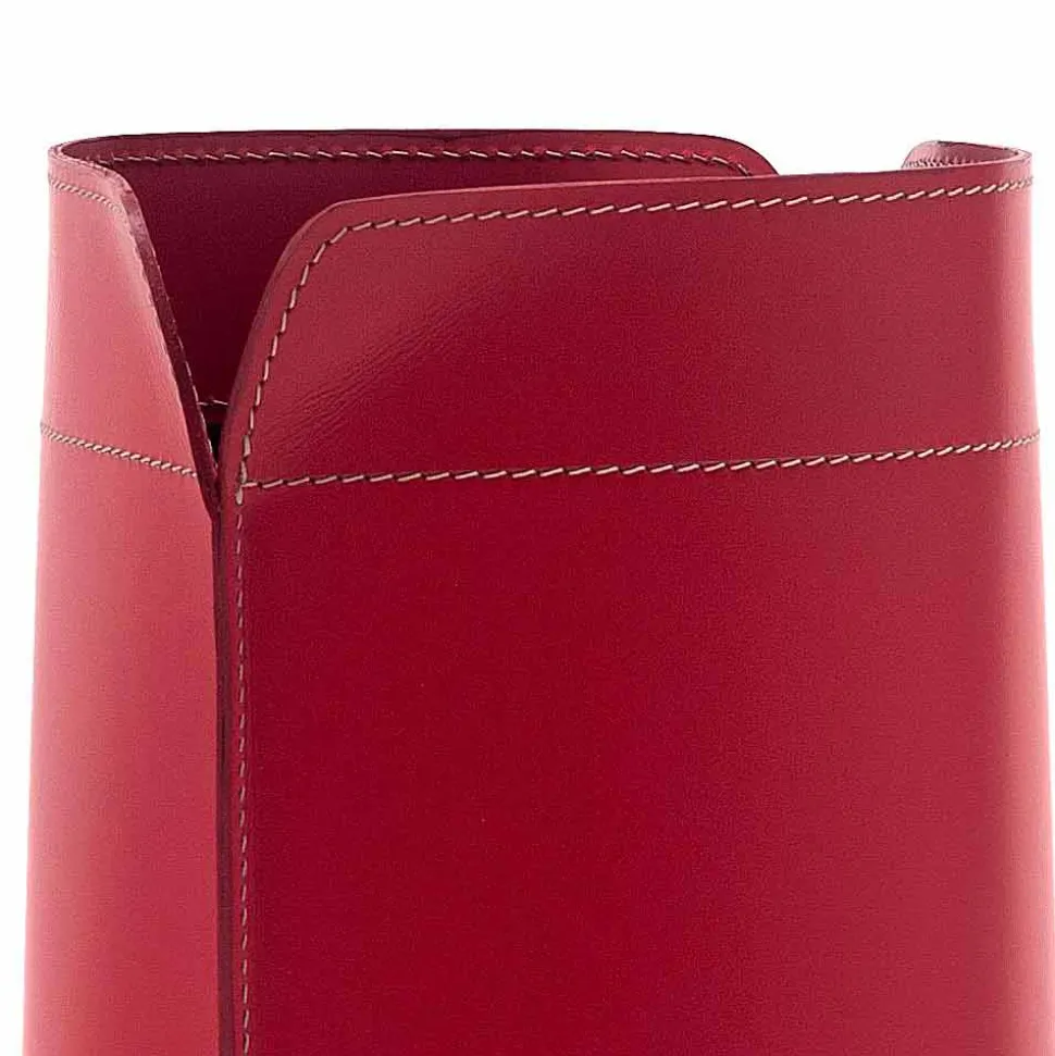 Cestino gettacarte made in Italy in cuoio rigenerato Canistro