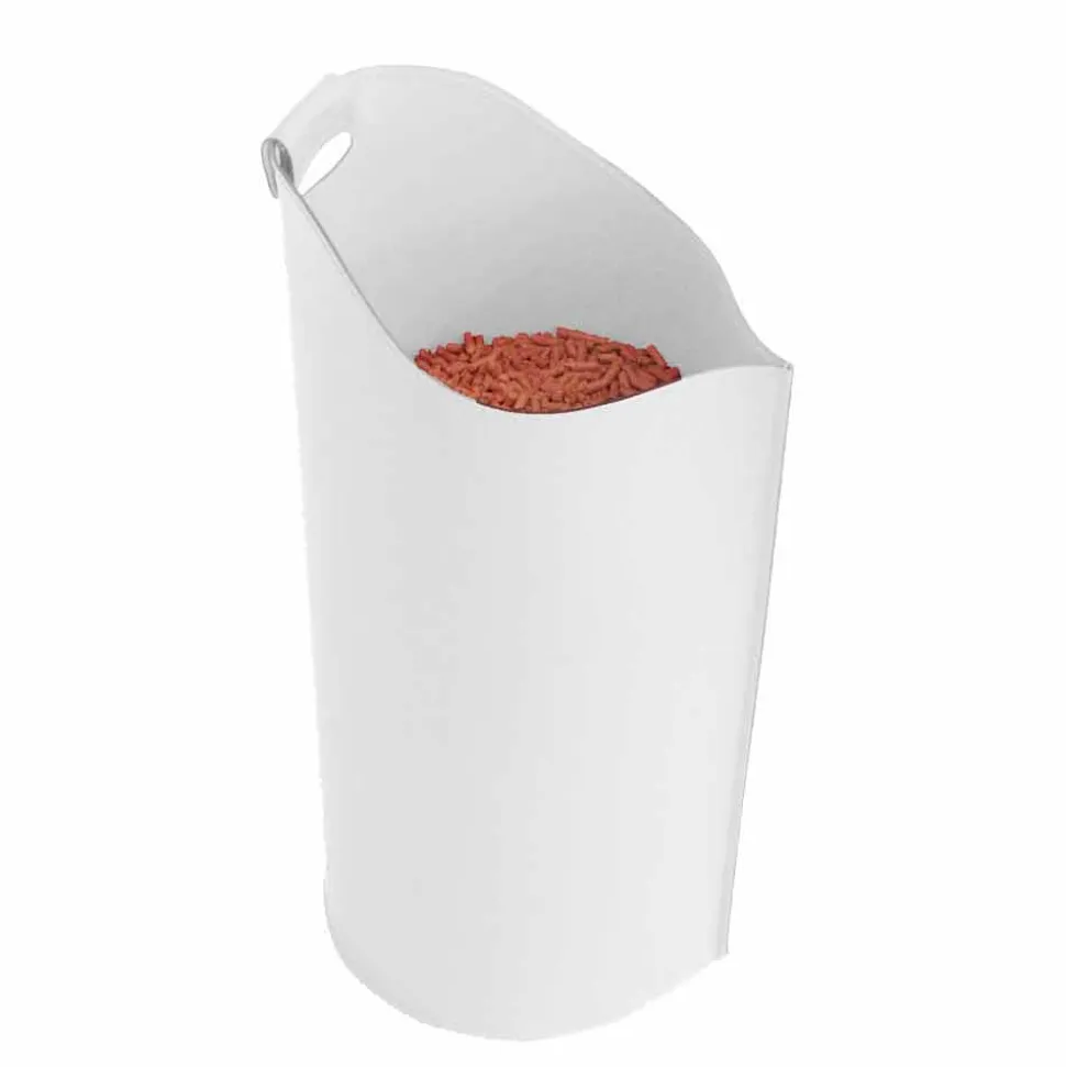 Cesto porta pellet da interno in cuoio 15 Kg di design Sapel