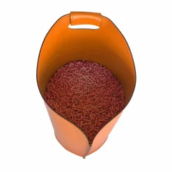 Cesto porta pellet da interno in cuoio 15 Kg di design Sapel