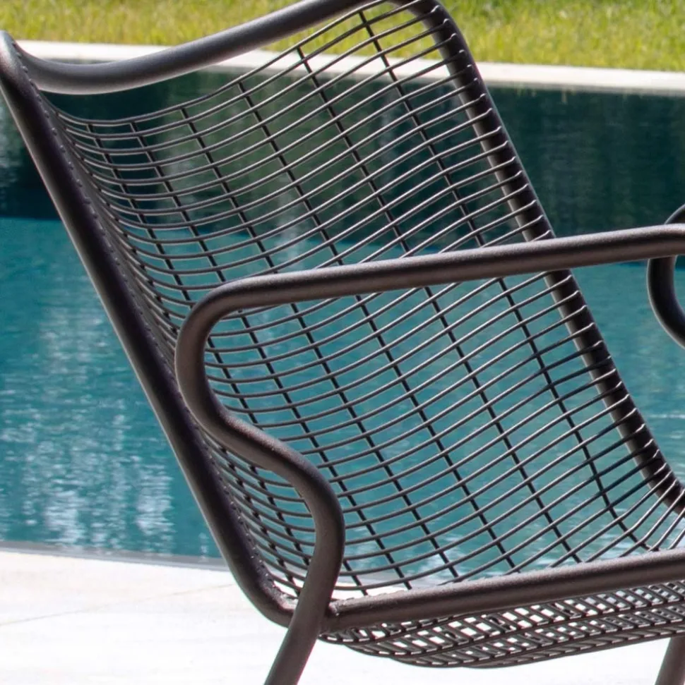 Chaise Longue a Dondolo da Esterno in Metallo Zincato Made in Italy - Vikas